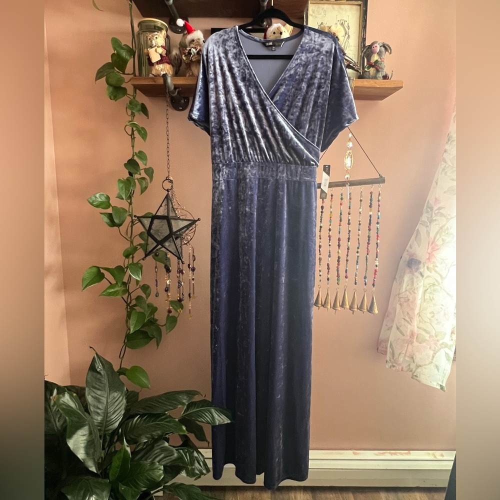 NWT Noelle Gorgeous Blue Velvet Maxi Dress 3x